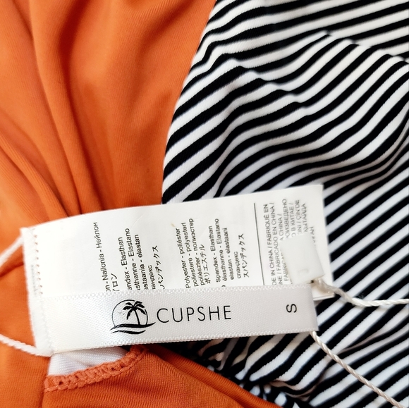 Cupshe Stripe Botton Solid Top One Piece  Swimsuit - Picture 8 of 11